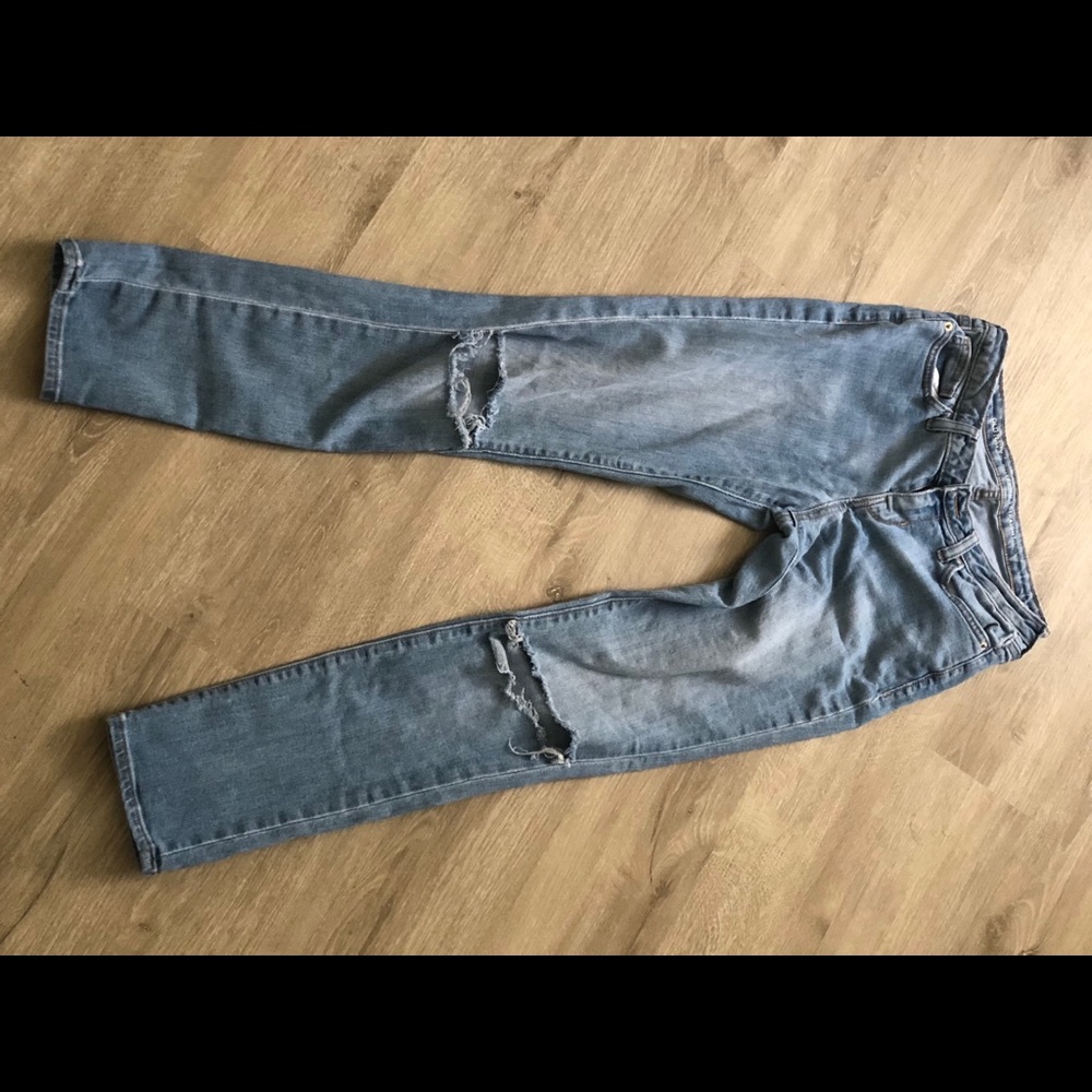 Distressed mom jeans